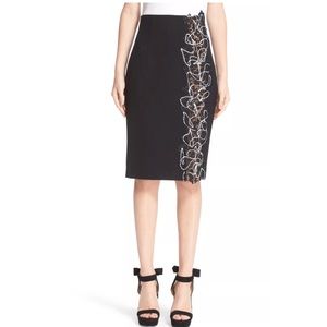 Versace Lace Insert Stretch Pencil Skirt black 12